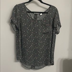 Torrid Georgette Back Button Grey Arrow Top